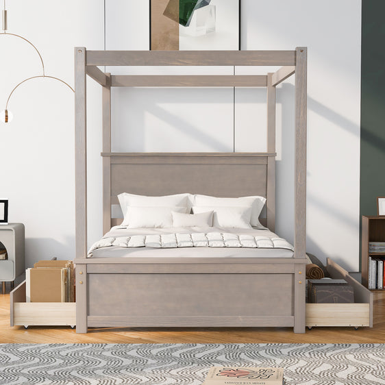 Grant Canopy Bed with Four Drawers