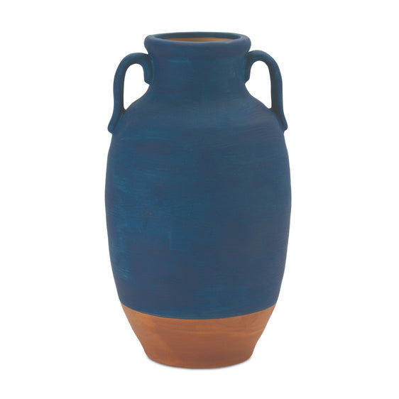 Ceramic Urn Vase with Terra Cotta Accent 10.5"