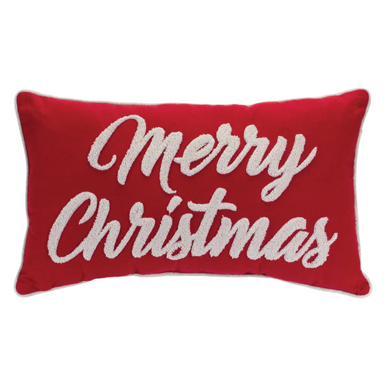 Red Merry Christmas Throw Pillow 19"