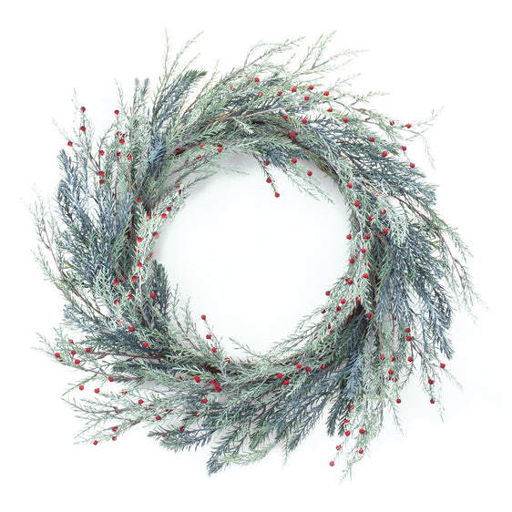 Mixed Pine Berry Wreath 24"