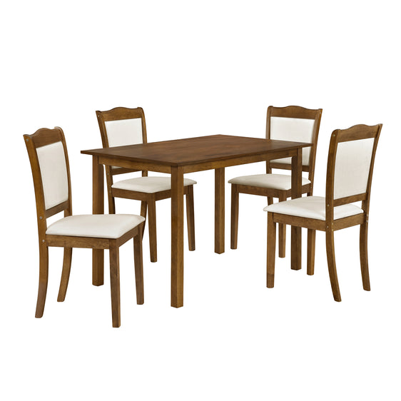 Iris 5 Piece Dining Table Set with Rectangular Table and Upholstered Chairs