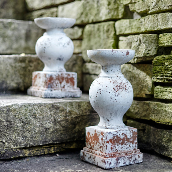 Weathered-Stone-Candle-Holder,-Set-of-2-Candles-and-Accessories