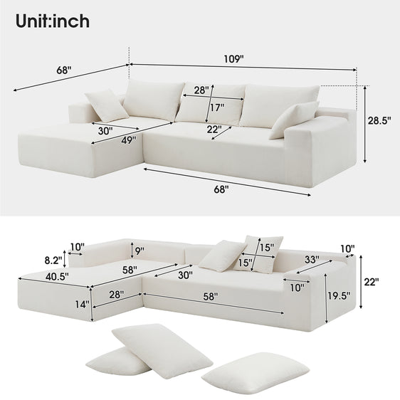 Wesley 2 Piece L Shaped Sectional Sofa with 2 Pillows