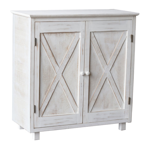 White Wood Cabinet, 1 Drawer, 2 Doors