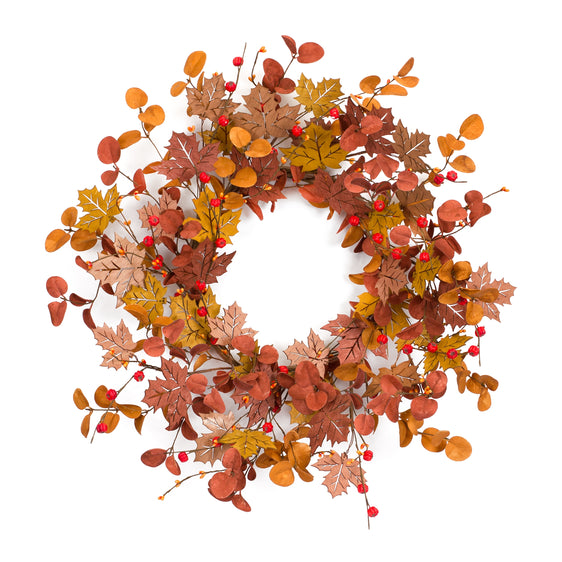 Maple Leaf and Mini Pumpkin Wreath 17"