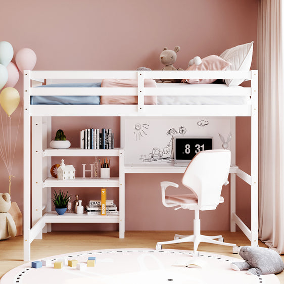 Chloe Loft Bed with Shelves