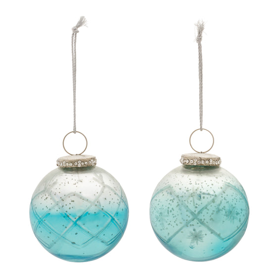 Blue Ombre Glass Ball Ornament, Set of 6