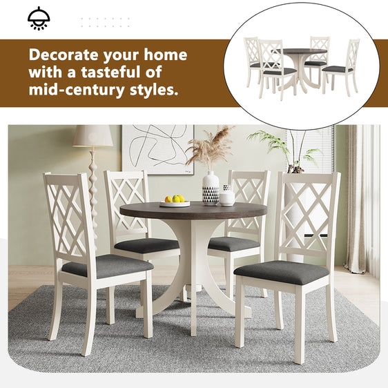 Taylor 5 Piece Round Dining Table Set with Upholstered Chairs