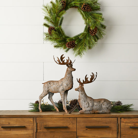 Rustic-Metal-Deer-Cut-Out-Décor,-Set-of-2-Decor