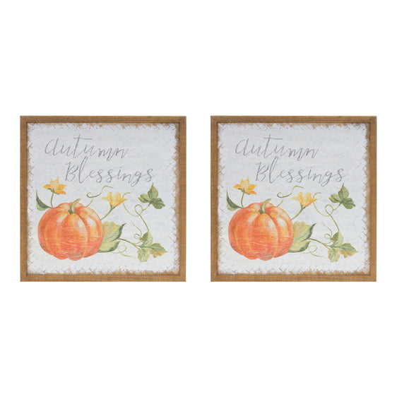 Autumn Blessing Pumpkin Sign, Set of 2