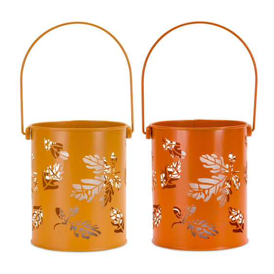 Leaf-Cut-out-Lantern,-Set-of-2-Lanterns