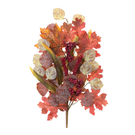 Mixed-Fall-Foliage-Leaf-Stem,-Set-of-2-Faux-Florals