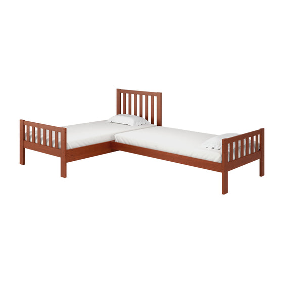 Aurora Corner L-Shaped Twin Wood Bed Set