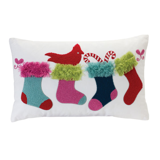 Colorful Stocking Holiday Pillow 19.5"