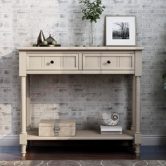 Daisy Console Table, Traditional Design with Drawers and Shelf