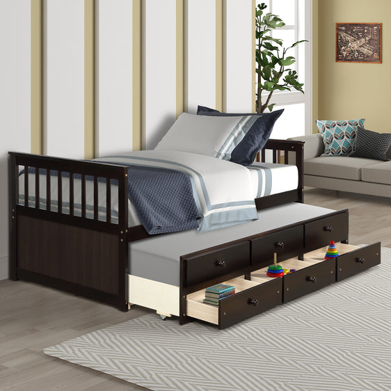 Claire Captain Daybed with Trundle and Storage Drawers