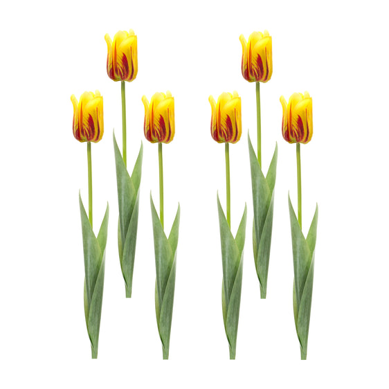 Yellow-and-Red-Tulip-Stem,-Set-of-6-Faux-Florals