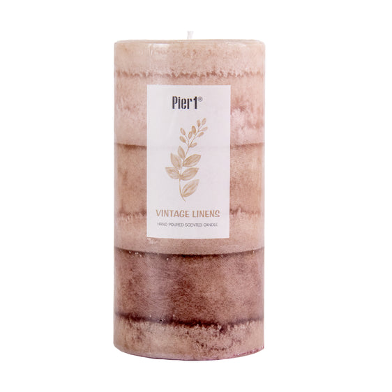 Pier-1-Vintage-Linens-Layered-3x6-Pillar-Candle-Pillar-Candles