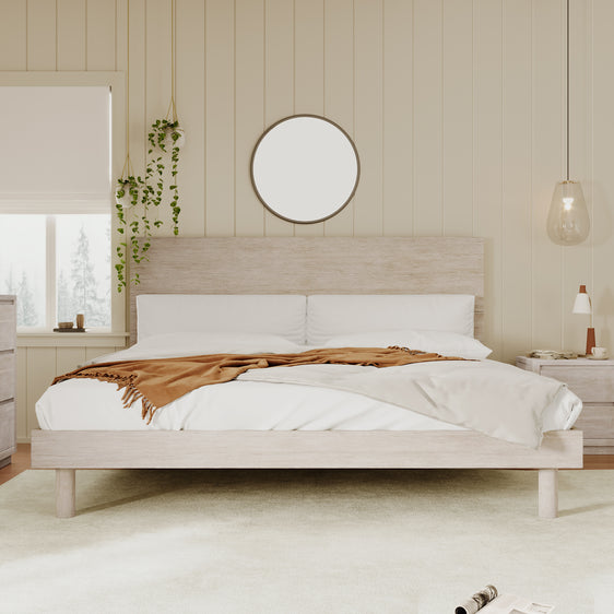 Carter Modern Platform Bed, Stone Gray