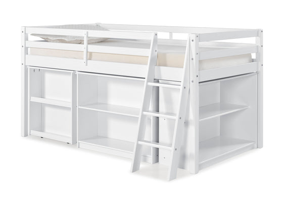 Roxy-Wood-Junior-Loft-Bed-with-Pull-out-Desk,-Shelving-and-Bookcase,-White-Beds