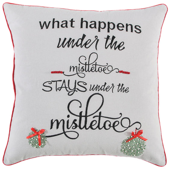 Hand And Machine Embroidery Cotton Sentiment Decorative Throw Pillow