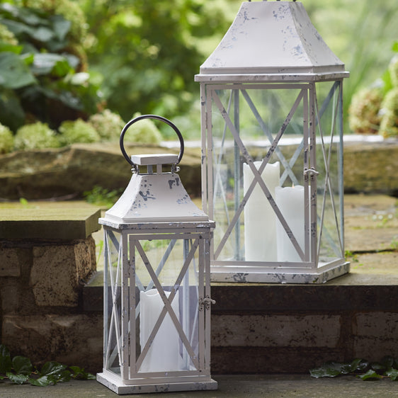 Farmhouse-Distressed-Metal-Lantern,-Set-of-2-Lanterns