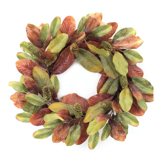 Fall Magnolia Leaf Wreath 24"