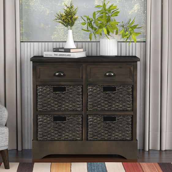 Elena Rustic Modern Farmhouse Style Compact Storage Cabinet with 2 Drawers