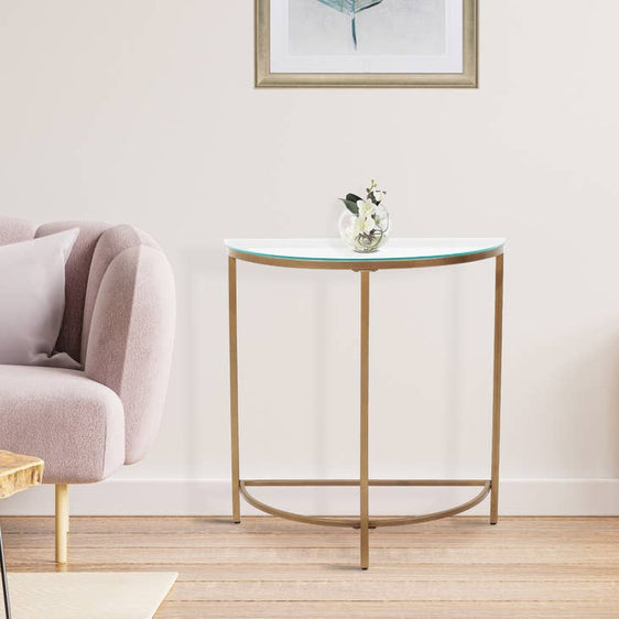 D-Shaped-Console-Table-with-Glass-Top-and-Golden-Base-Consoles