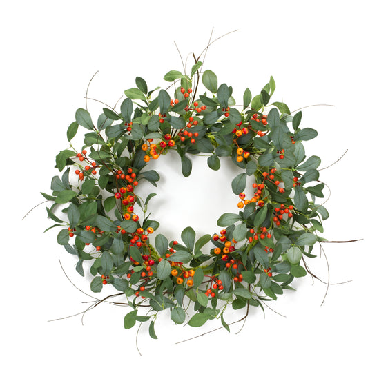 Foliage and Berry Twig Wreath 21"