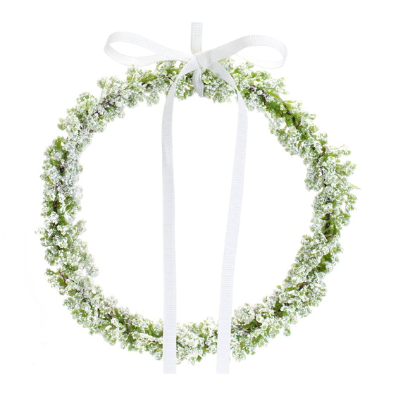 Frosted Winter Mini Leaf Wreath with Ribbon Tie Accent, Set of 6