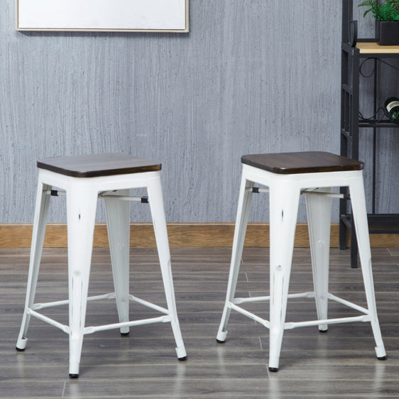 Cormac 24 Inch Wood Seat Counter Stool Set of 2