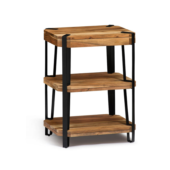 Ryegate Natural Live Edge Solid Wood with Metal 2 Shelf End Table, Natural