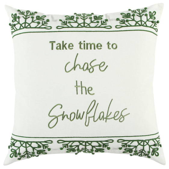 Embroidered Cotton Sentiment Decorative Throw Pillow