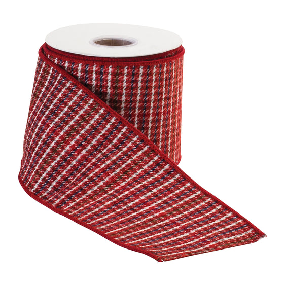 4" Red Plaid Polyester Ribbon