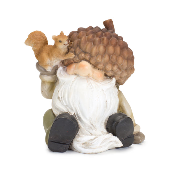 Harvest Gnome Figurine with Acorn Hat and Woodland Friends, Set of 2