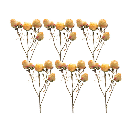 Blush-Yellow-Rose-Bud-Spray-(set-of-6)-Yellow-decorative