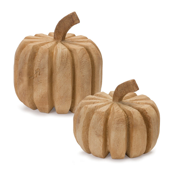 Carved-Pumpkins,-Set-of-2-Fall-Decor