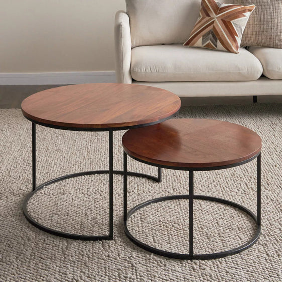 Round-Nesting-Coffee-Tables,-Set-of-2-Coffee-Tables