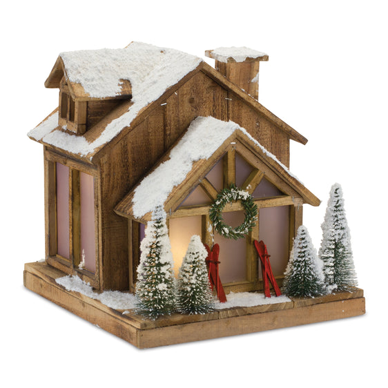 Vintage Ski Lodge Lighted Display 14.25"