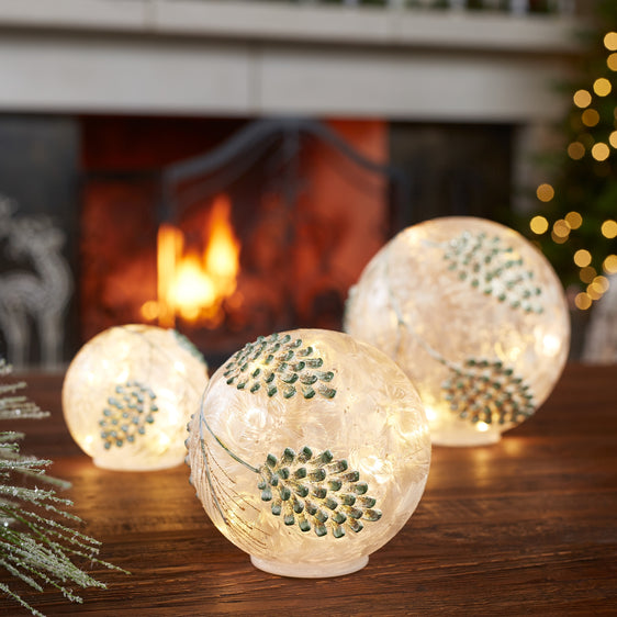 LED-Frosted-Silver-Pinecone-Orb,-Set-of-3-Decor