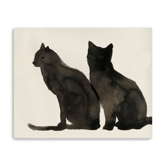 Two Black Cats Canvas Giclee