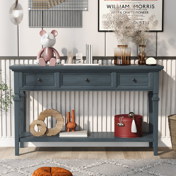 Reese 50'' Console Table with 2 Tiers of Storage, 3 Drawers and Open Style Bottom Shelf