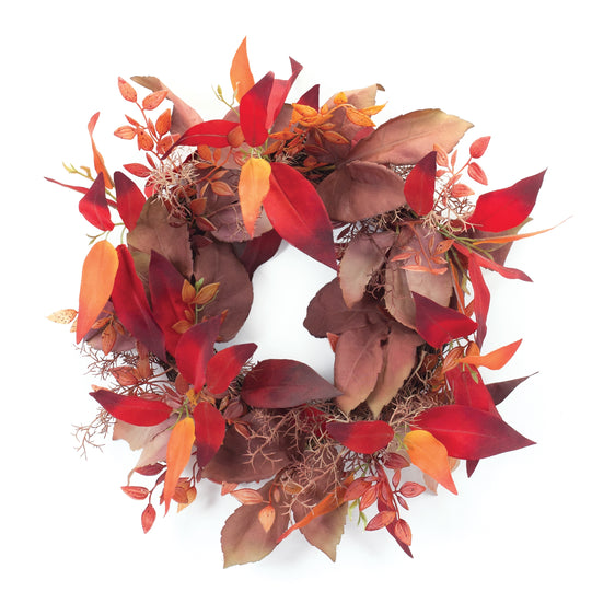 Mixed Fall Foliage Wreath 19"