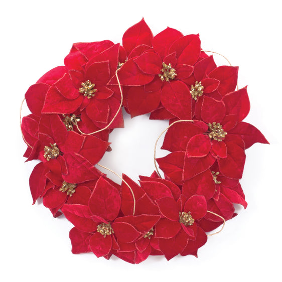 Holiday Poinsettia Flower Wreath 20.5"