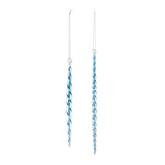 Blue Icicle Twist Drop Ornament, Set of 12