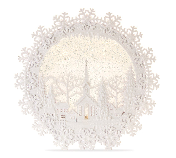 LED Church Scene Snow Globe 12.25"