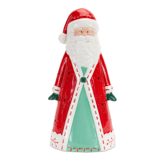 Ceramic Santa Tea Light Holder 10.25"