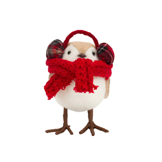 Plush Winter Bird Shelf Sitter with Scarf and Ear Muffs, Set of 12