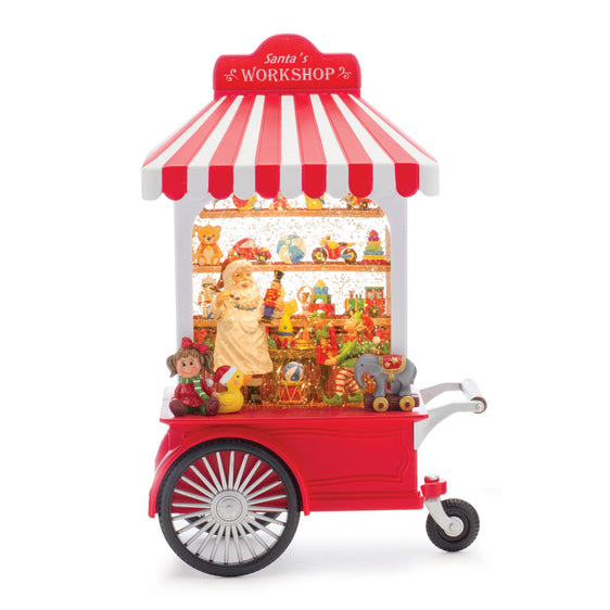 LED Snow Globe Santa's Workshop Stand 10.75"